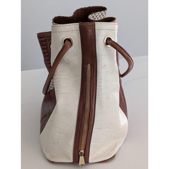 Brahmin Shoulder Bag Trina Brown Sahara Leather Bucket Drawstring - Picture 3 of 10